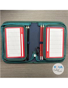 Penar echipat cu 1 fermoar si 2 clape Herlitz 400211281, 34 piese, Motiv Dino King 2