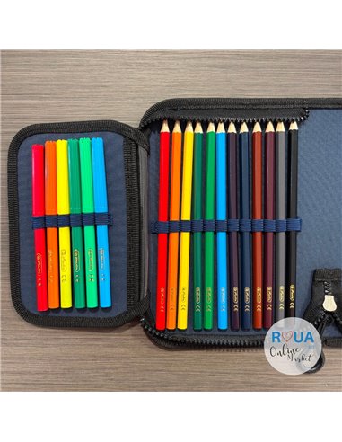 Penar echipat cu 1 fermoar si 2 clape Herlitz 400211275, 34 piese, Motiv Adventure