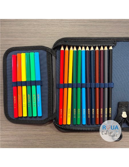 Penar echipat cu 1 fermoar si 2 clape Herlitz 400211275, 34 piese, Motiv Adventure