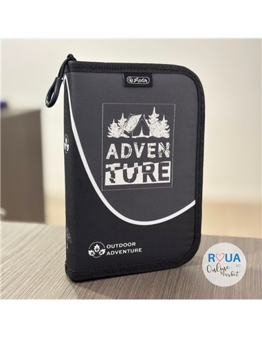 Penar echipat cu 1 fermoar si 2 clape Herlitz 400211275, 34 piese, Motiv Adventure