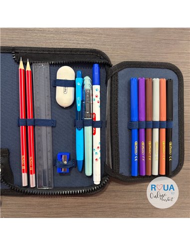 Penar echipat cu 1 fermoar si 2 clape Herlitz 400211275, 34 piese, Motiv Adventure