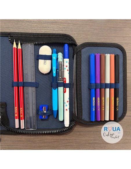 Penar echipat cu 1 fermoar si 2 clape Herlitz 400211275, 34 piese, Motiv Adventure