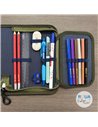 Penar echipat cu 1 fermoar si 2 clape Herlitz 400211279, 34 piese, Motiv Dino King
