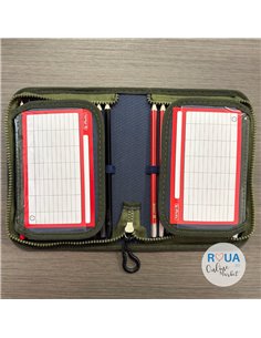 Penar echipat cu 1 fermoar si 2 clape Herlitz 400211279, 34 piese, Motiv Dino King 2
