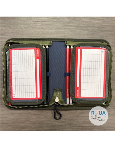 Penar echipat cu 1 fermoar si 2 clape Herlitz 400211279, 34 piese, Motiv Dino King