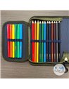 Penar echipat cu 1 fermoar si 2 clape Herlitz 400211279, 34 piese, Motiv Dino King