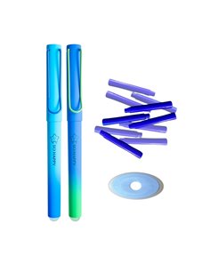 Set 2 stilouri cu cerneala termosensibila si penita ascunsa + Rezerve si radiera, Happy B