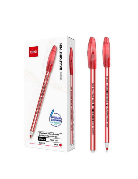 DLEQ560-RD-20,Pix unica folosinta 0.6mm stripes rosu q560 Deli - Set 20