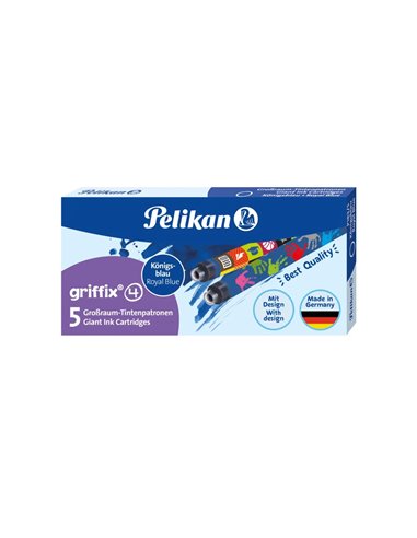 Patroane cerneala mari stilou Pelikan Griffix, cerneala albastru royal, 5 buc/cutie