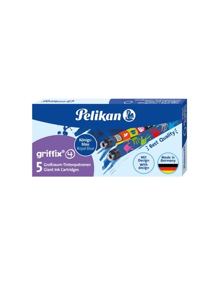 Patroane cerneala mari stilou Pelikan Griffix, cerneala albastru royal, 5 buc/cutie