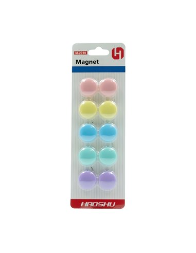 Set 10 magneti pentru tabla CNX 2010M, 20 mm, Diverse culori pastel