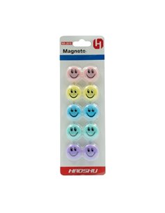 Set 10 magneti pentru tabla CNX 2010MX, 20 mm, zambareti, Diverse culori pastel 2