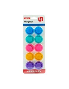 Set 10 magneti pentru tabla CNX 3010T, 30 mm, zambareti, Diverse culori fluorescente