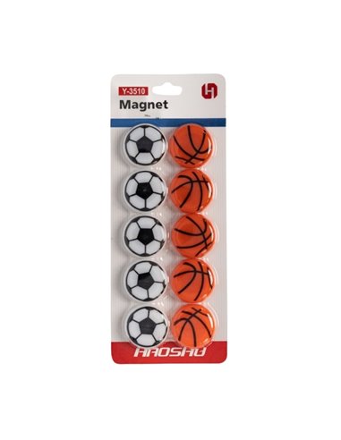 Set 10 magneti pentru tabla CNX Y-3510, 30 mm, Minge Fotbal - Baschet