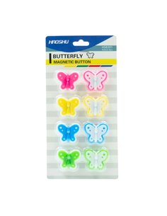 Set 8 magneti pentru tabla CNX HS8301, 30 mm, Fluturi colorati