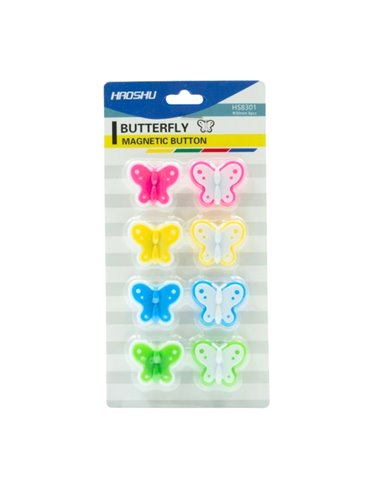 Set 8 magneti pentru tabla CNX HS8301, 30 mm, Fluturi colorati
