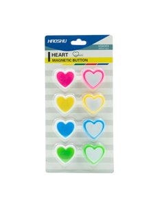 Set 8 magneti pentru tabla CNX HS8303, 30 mm, Inimi color