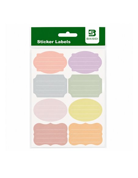 Etichete scolare CNX BSD-721, 8/coala, 8 coli/set, Diverse culori pastel