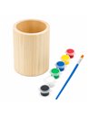 Set creativ pentru pictat CNX S2736, suport rotund pentru creioane din lemn, 6 culori si pensula