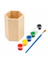 Set creativ pentru pictat CNX S2735, suport hexagonal  pentru creioane din lemn, 6 culori si pensula