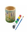 Set creativ pentru pictat CNX S2736, suport rotund pentru creioane din lemn, 6 culori si pensula