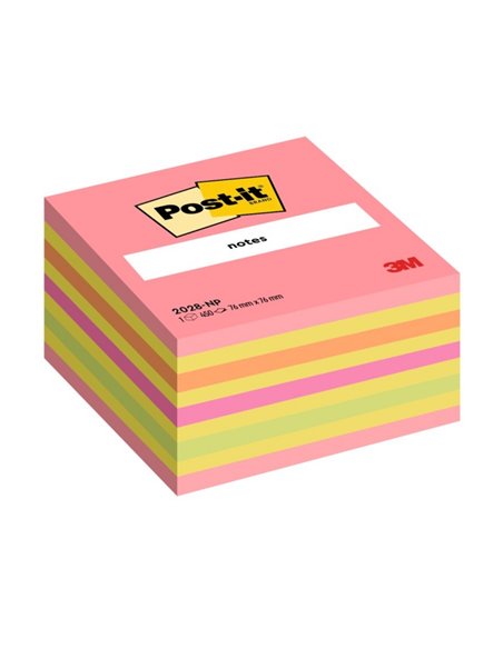 Notes adeziv Post-it 3M, 76 x 76 mm, 450 file cub, Neon - Roz/Galben