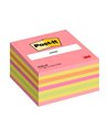 Notes adeziv Post-it 3M, 76 x 76 mm, 450 file cub, Neon - Roz/Galben