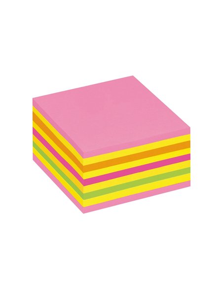 Notes adeziv Post-it 3M, 76 x 76 mm, 450 file cub, Neon - Roz/Galben