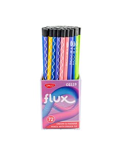 CG119-72,Set 72 creione negre cu radiera DACO CG119, Motiv Flux