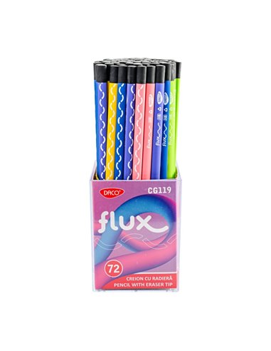 CG119-72,Set 72 creione negre cu radiera DACO CG119, Motiv Flux