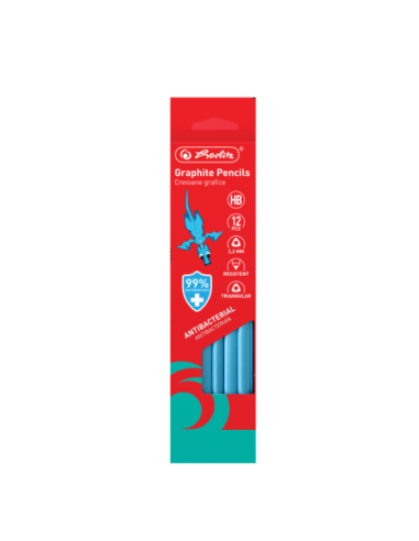 9498440,Creion grafit hb bacteriostatic triunghiular corp albastru 2.2mm set12