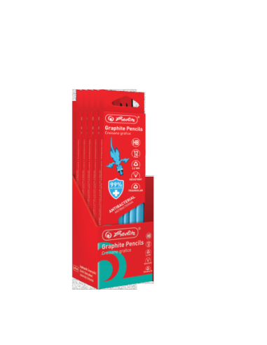 9498440,Creion grafit hb bacteriostatic triunghiular corp albastru 2.2mm set12
