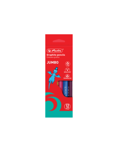9498360,Creion grafit cu radiera jumbo 2b triunghiular 4mm set12