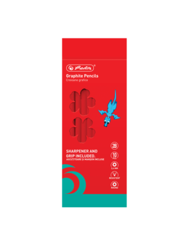 9498590,Creion grafit 2b rotund 2.4mm corp rosu set10+manson/ascutitoare