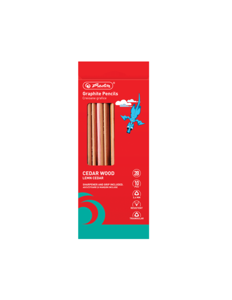 9498600,Creion grafit 2b lemn, triunghiular 2.4mm set10+manson/ascutitoare