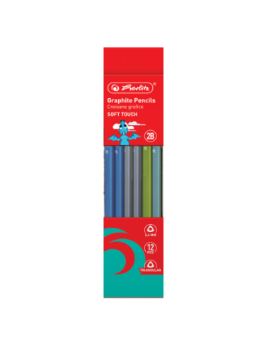 9498620,Creion grafit 2b soft touch triunghiular 2.4mm set12