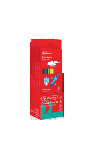 9498450,Creioane colorate triunghiulare bacteriostatice 3mm set12