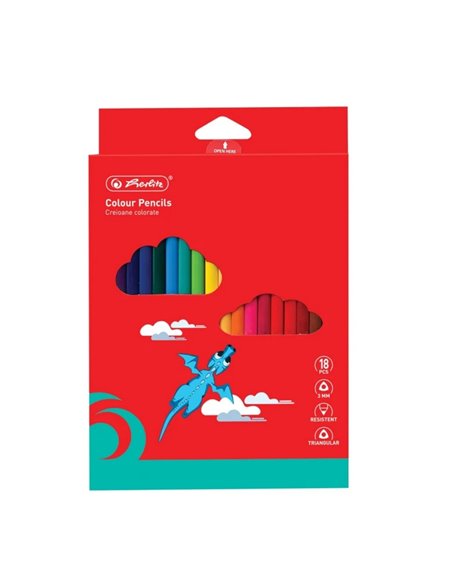 9498510,Creioane colorate triunghiulare 3mm set18 tava plastic