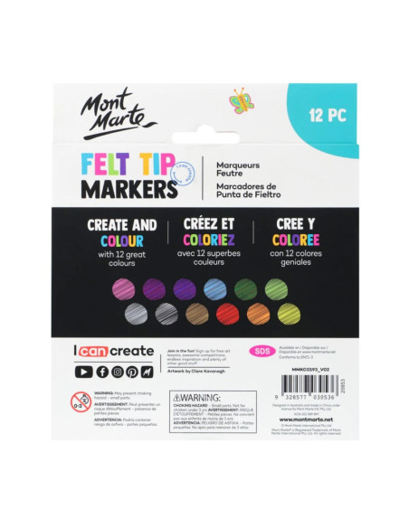 SD-SKR525-12,Carioca tip marker basic pentru copii Mont Marte12 buc /set