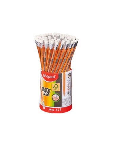 SD-CRE524,Creion cu guma Maped Black'Peps HB borcan x 72 FSC
