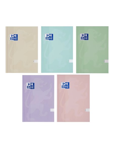 Set 5 caiete A5 Oxford Touch Pastel,  96 file, hartie optik 90 g/mp, Matematica, Diverse culori