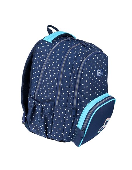 Ghiozdan scoala Oxford, 3 compartimente, 44 x 29 x 22 cm, Motiv Dots