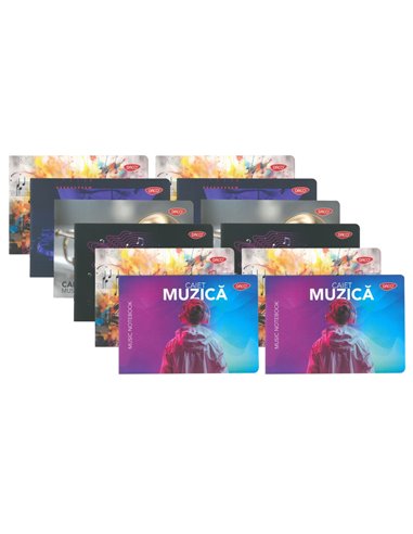 Set 12 caiete muzica Daco, 24 file, 70 g/mp, coperta plastic, Modele asortate