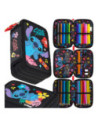P4726,Penar echipat St.Majewski 679889, motiv Stitch, 3 fermoare, Negru