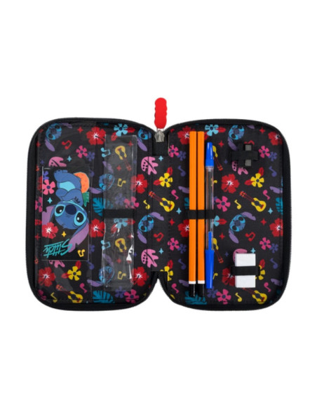 P4726,Penar echipat St.Majewski 679889, motiv Stitch, 3 fermoare, Negru