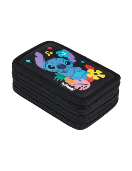 P4726,Penar echipat St.Majewski 679889, motiv Stitch, 3 fermoare, Negru