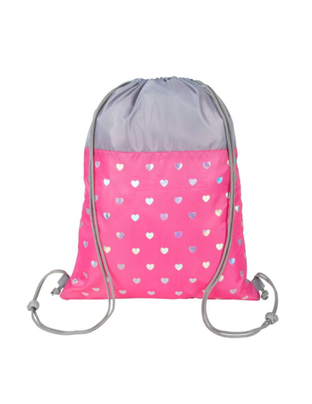 S2396,Sac incaltaminte pentru copii St.Right Sequin Cats 625909, roz cu gri, 34x43cm
