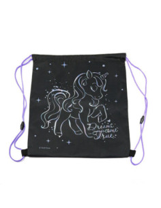 S2551,Sac incaltaminte pentru copii Starpak Unicorn Holo 527157, negru cu mov, 38.5x33cm