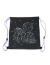 S2551,Sac incaltaminte pentru copii Starpak Unicorn Holo 527157, negru cu mov, 38.5x33cm