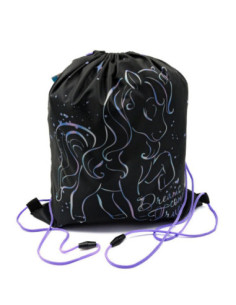 S2551,Sac incaltaminte pentru copii Starpak Unicorn Holo 527157, negru cu mov, 38.5x33cm 2